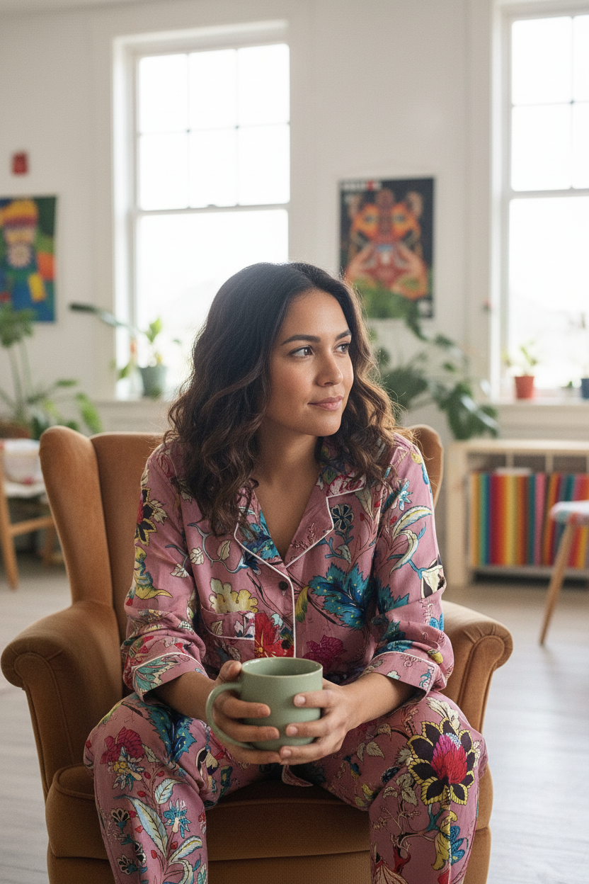Pijama floral modelo latina