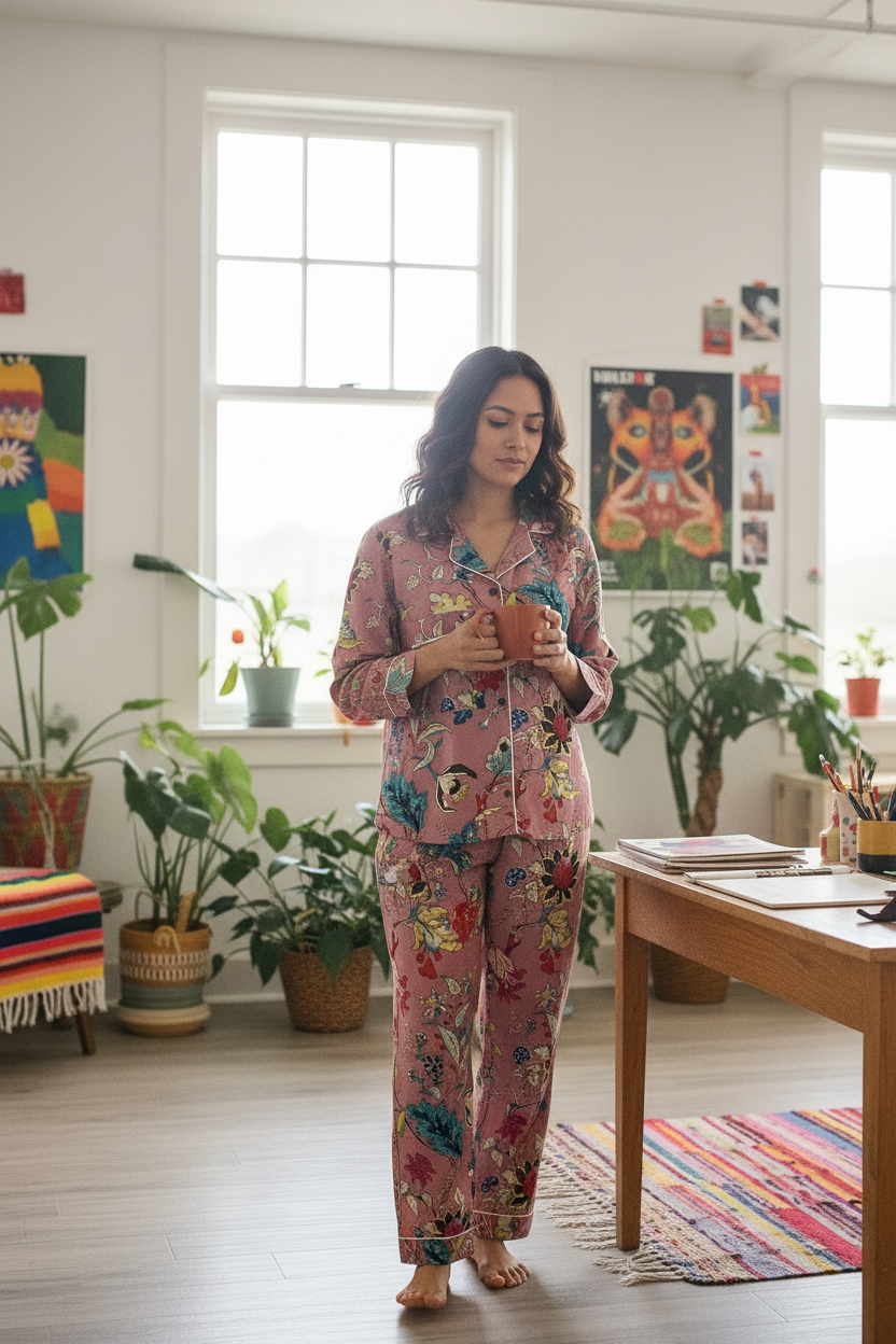 Pijama floral cuerpo completo