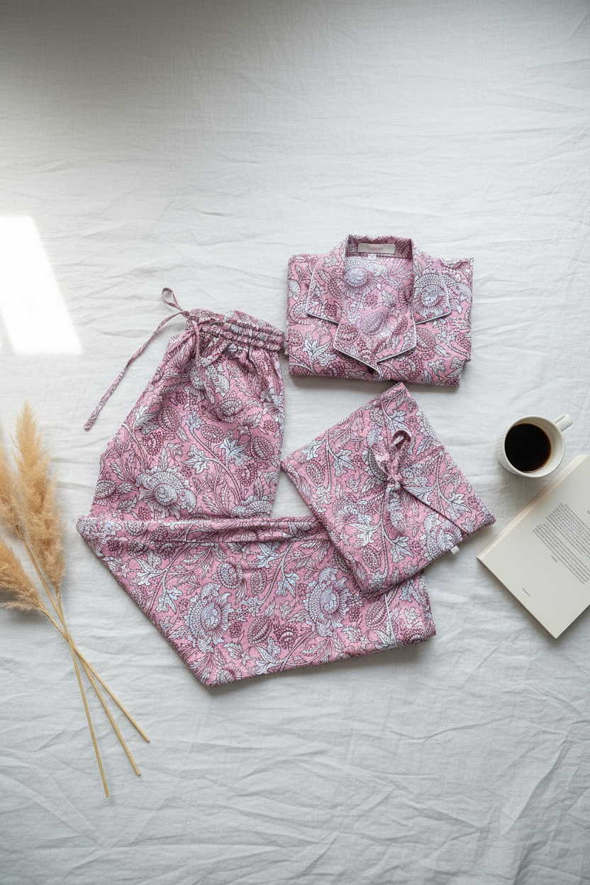 Blush Paisley flat lay profesional mejorado