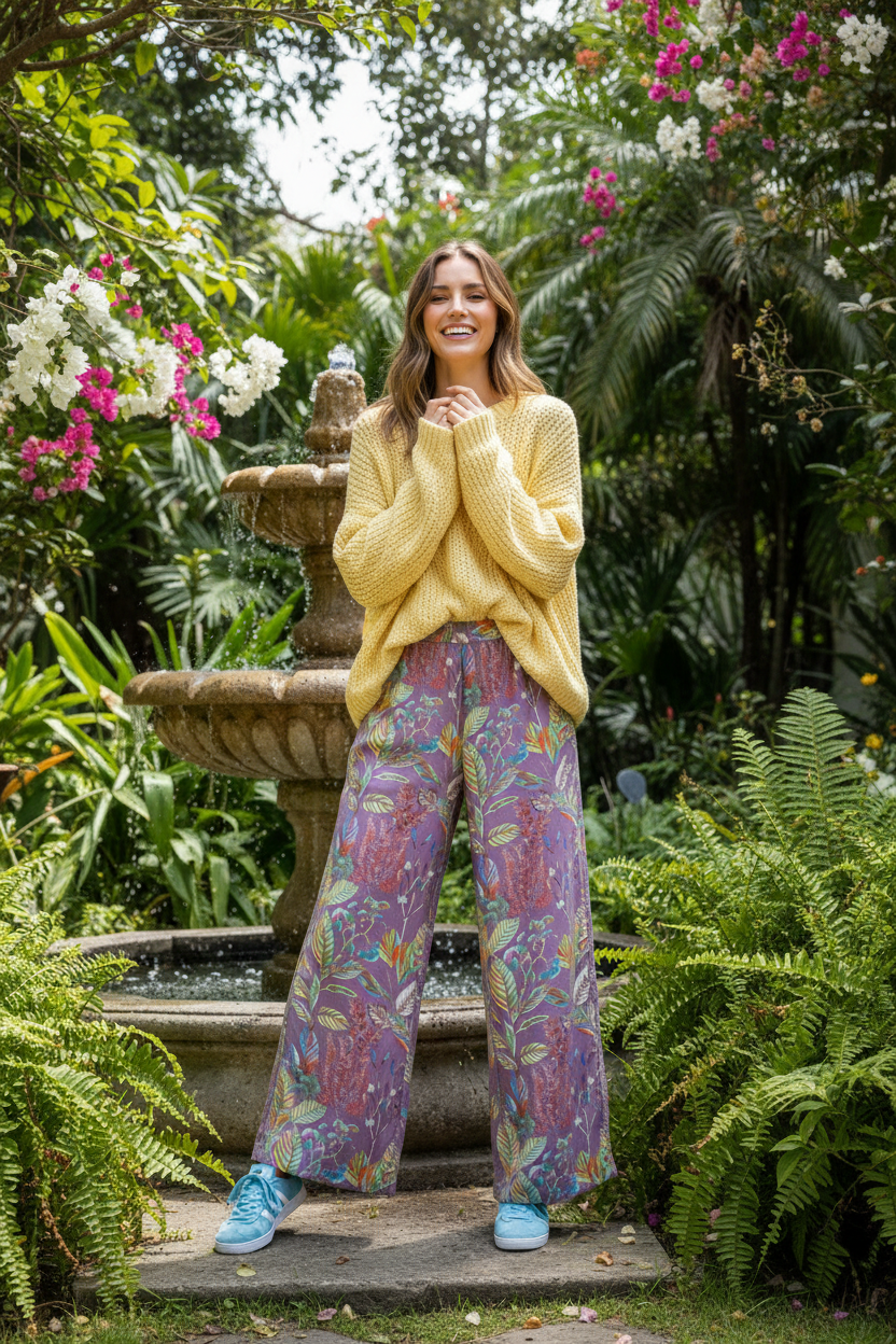 Lavender Bloom - jardín con fuente y helechos