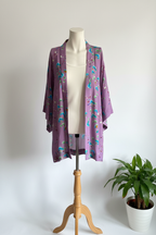 Kimono lavanda floral turquesa headless