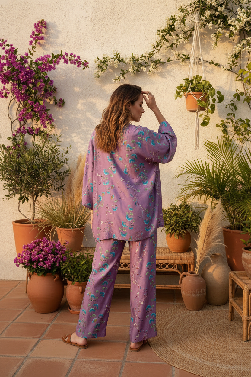Set Turquoise Garden vista trasera mid-thigh pose diferente