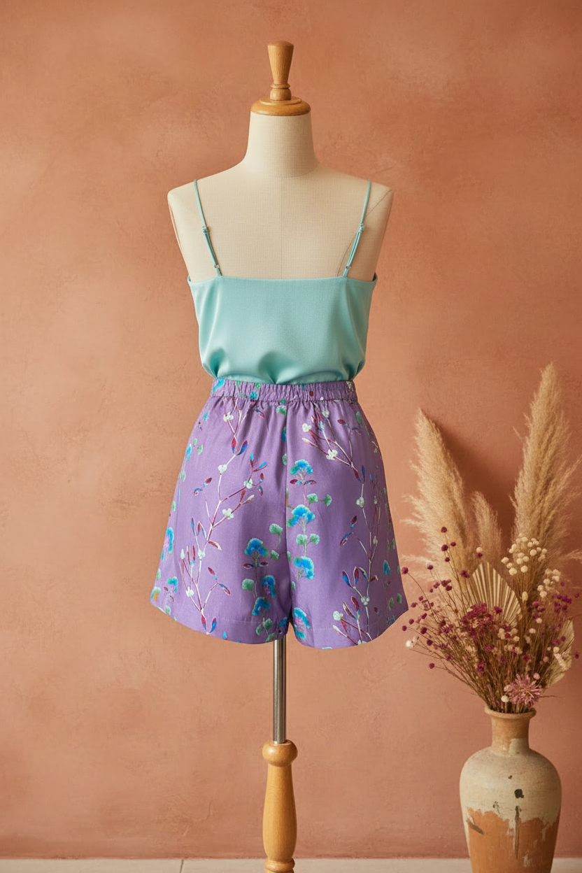 Short Chris Turquoise Garden - Vista trasera con diseño correcto